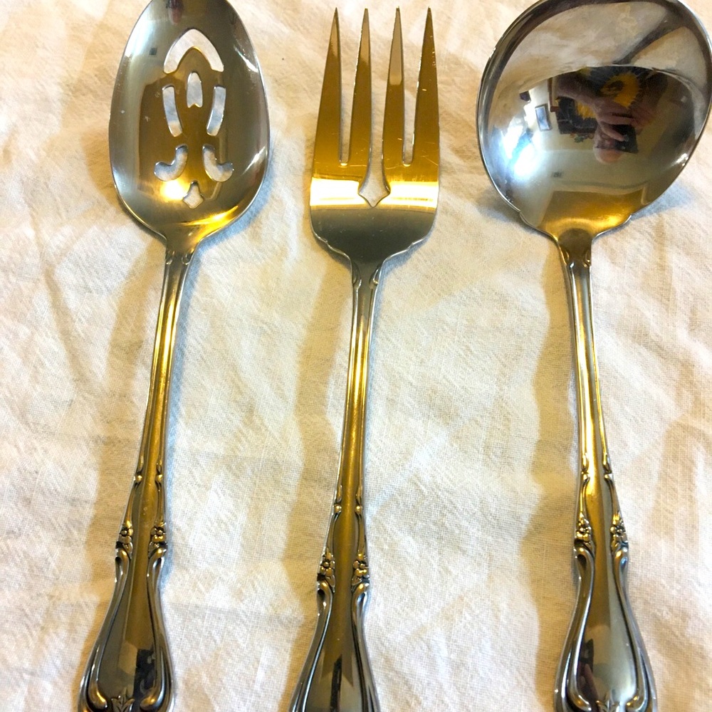 ONEIDA ALL AMERICAN STAINLESS BRIARWOOD SERVING PIECES LOT OF 3